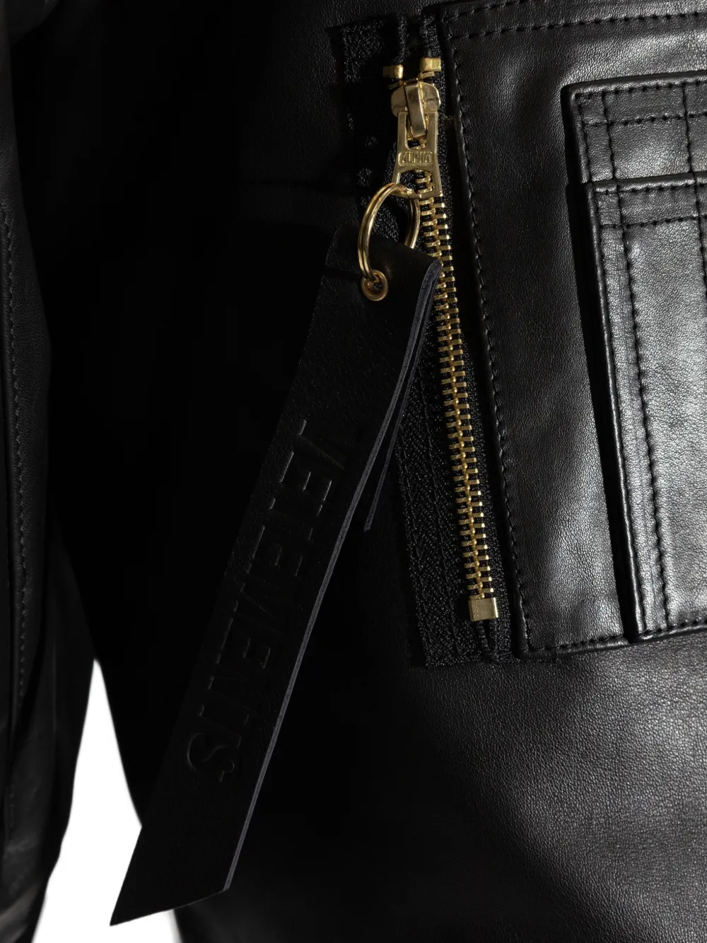 VETEMENTS Leren bomberjack met rits Zwart