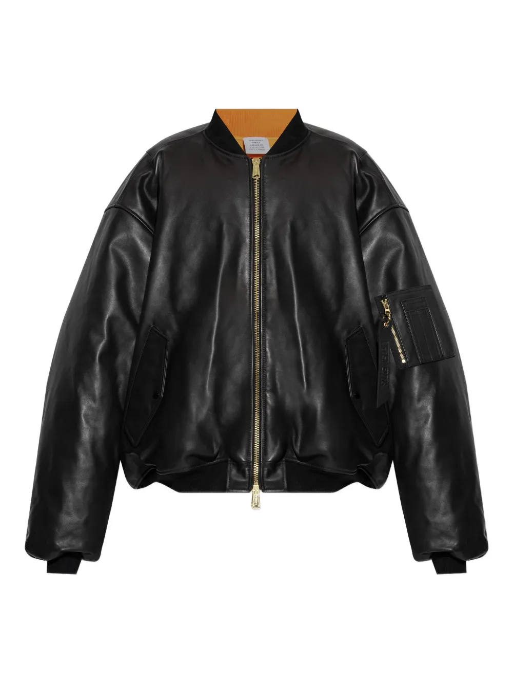 VETEMENTS Leren bomberjack met rits Zwart
