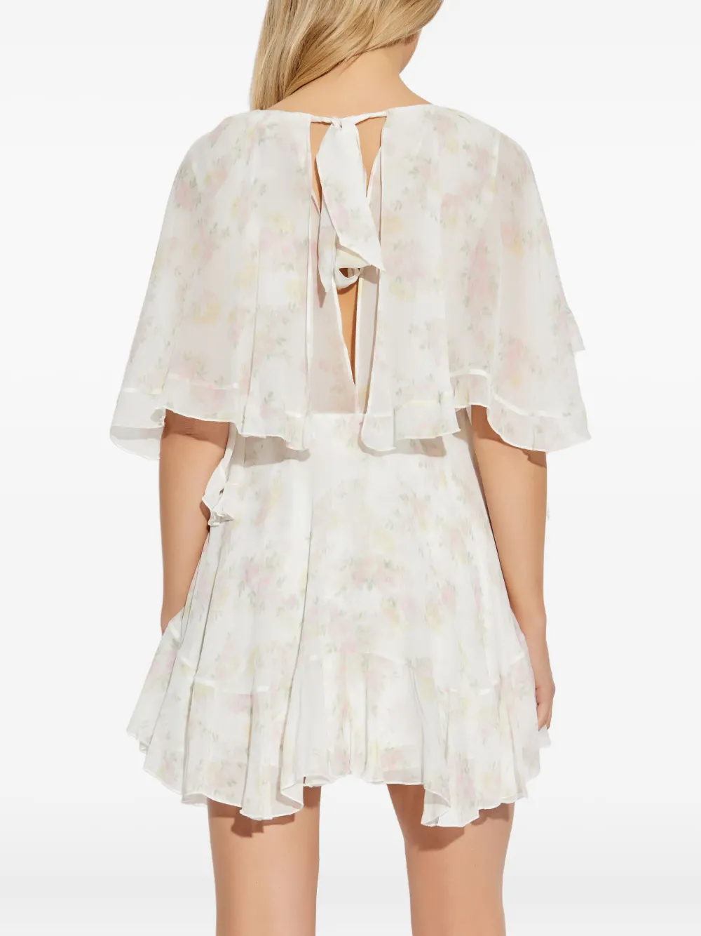 LoveShackFancy Avaline jurk met bloemenprint en ruches Wit