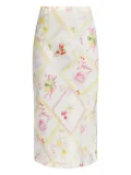 LoveShackFancy fruit-print bias-cut skirt - Multicolour