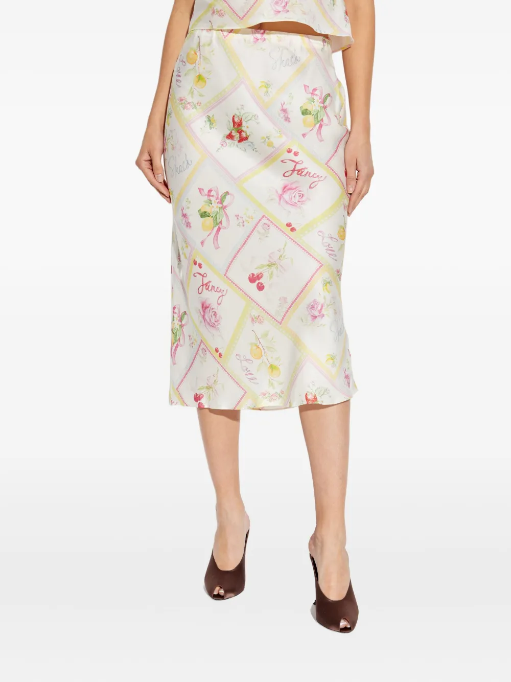 LoveShackFancy Rok met fruitprint en uitgesneden details Veelkleurig