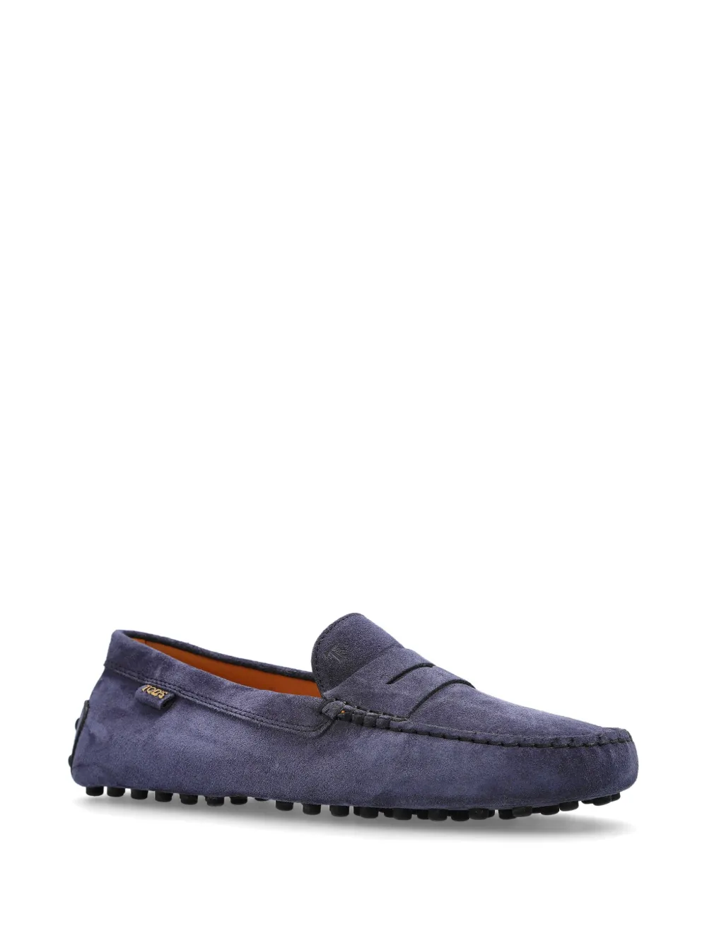 Tod's Gommino pebble-textured suede loafers Blue
