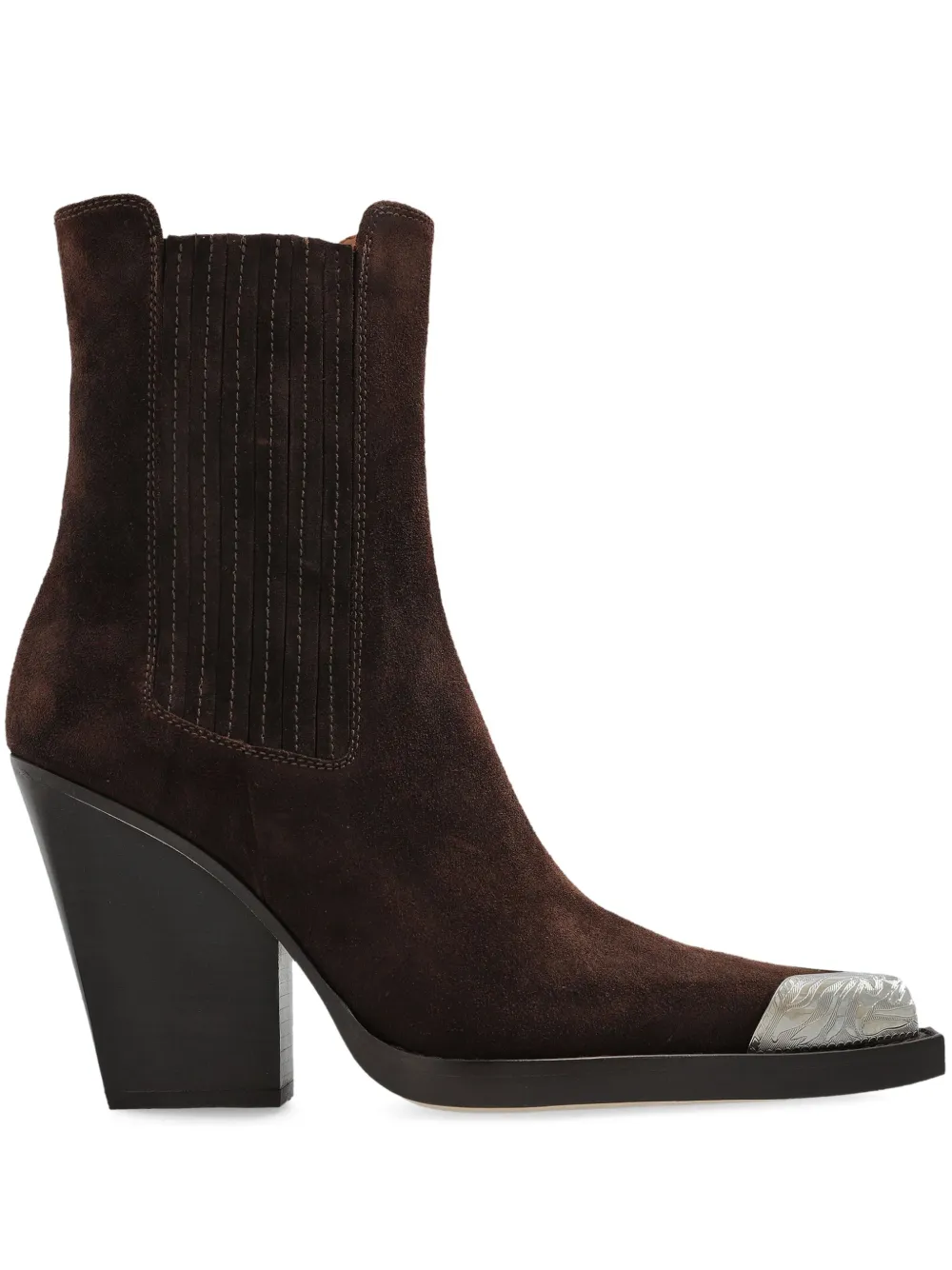 Paris Texas 100mm Dallas metallic-toe suede boots Brown