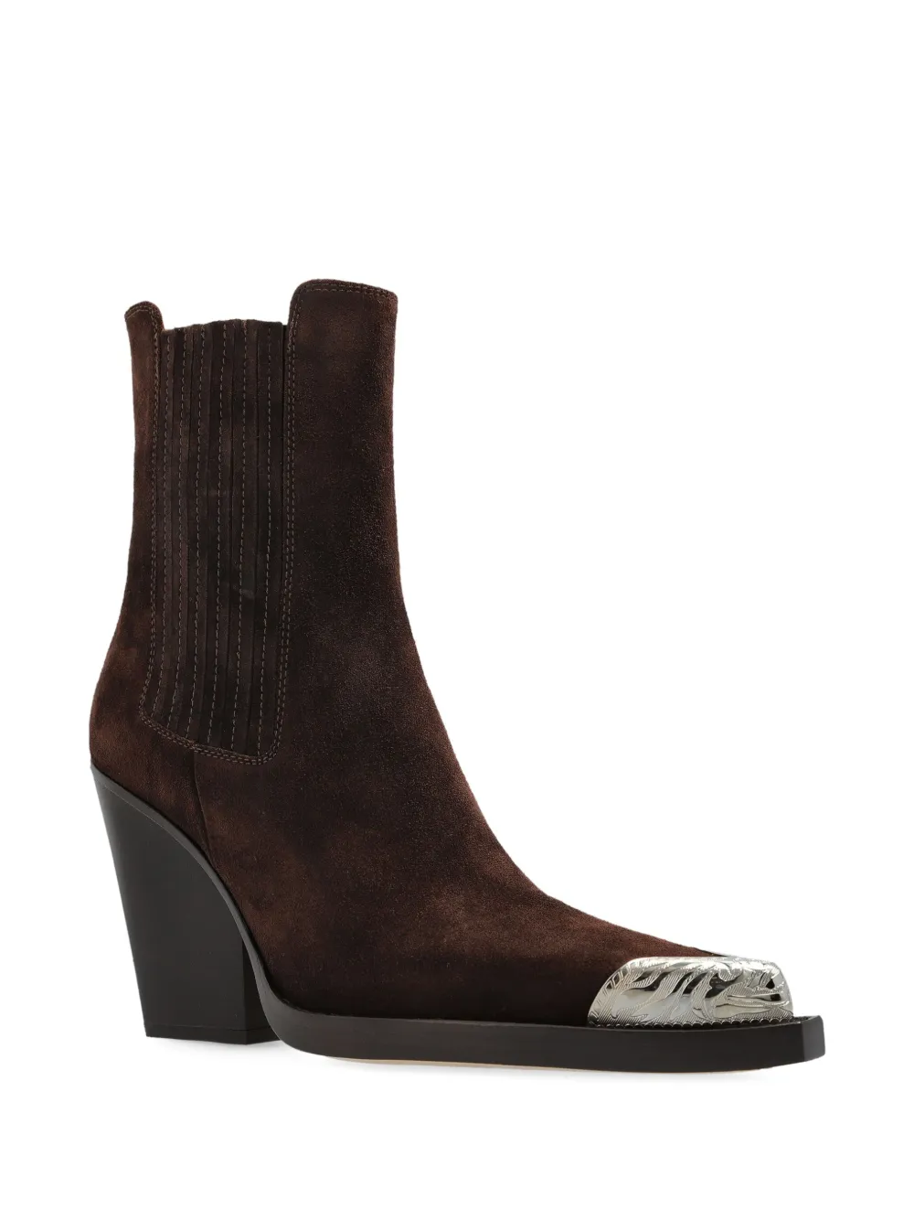 Paris Texas 100mm Dallas metallic-toe suede boots Brown