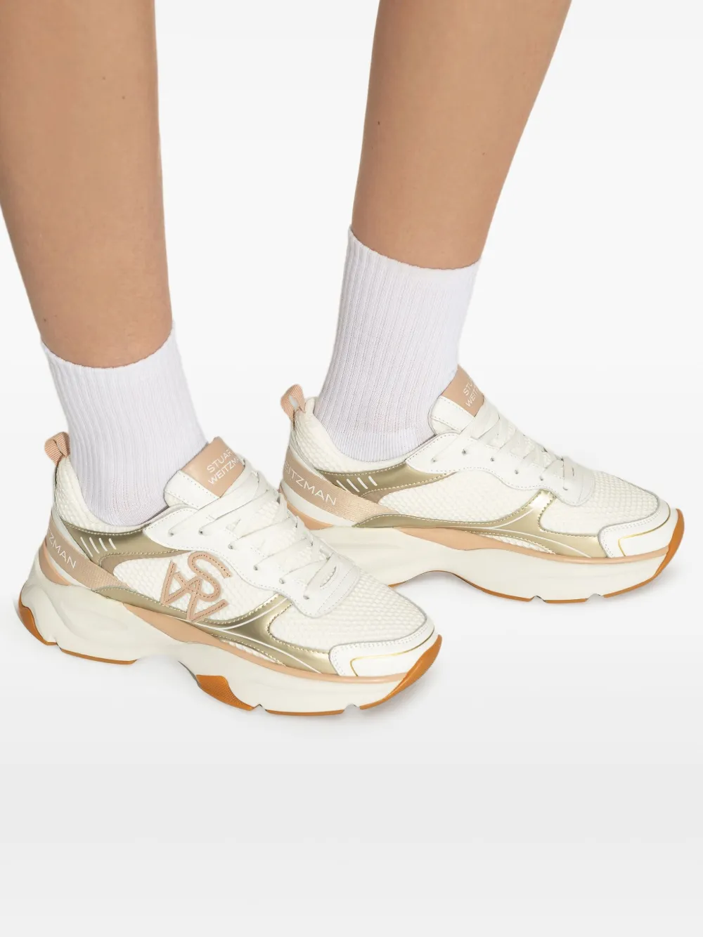 Stuart Weitzman Sneakers verfraaid met logo WHITE BARELY BEIGE PLATINUM