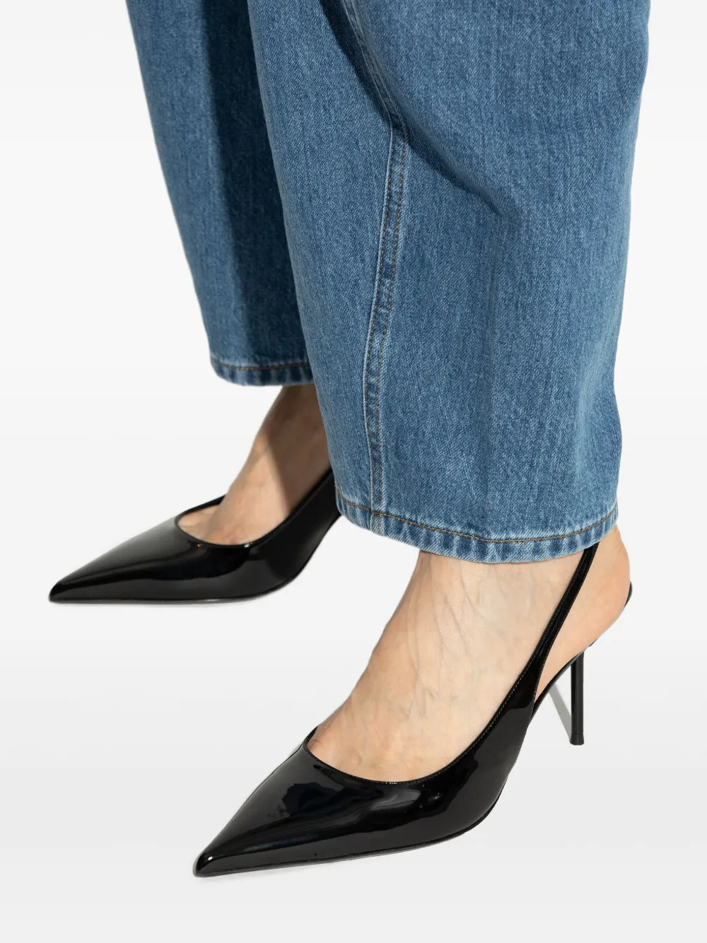 Paris Texas 70mm Lidia slingback pointed-toe pumps Zwart