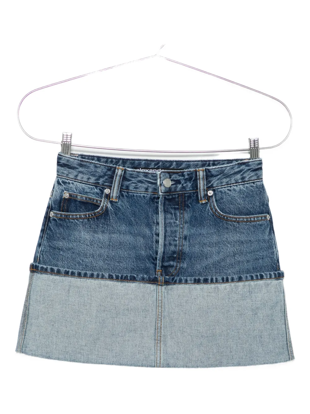 Alexander Wang Light Blue Denim Mini Skirt With Flap In Blue