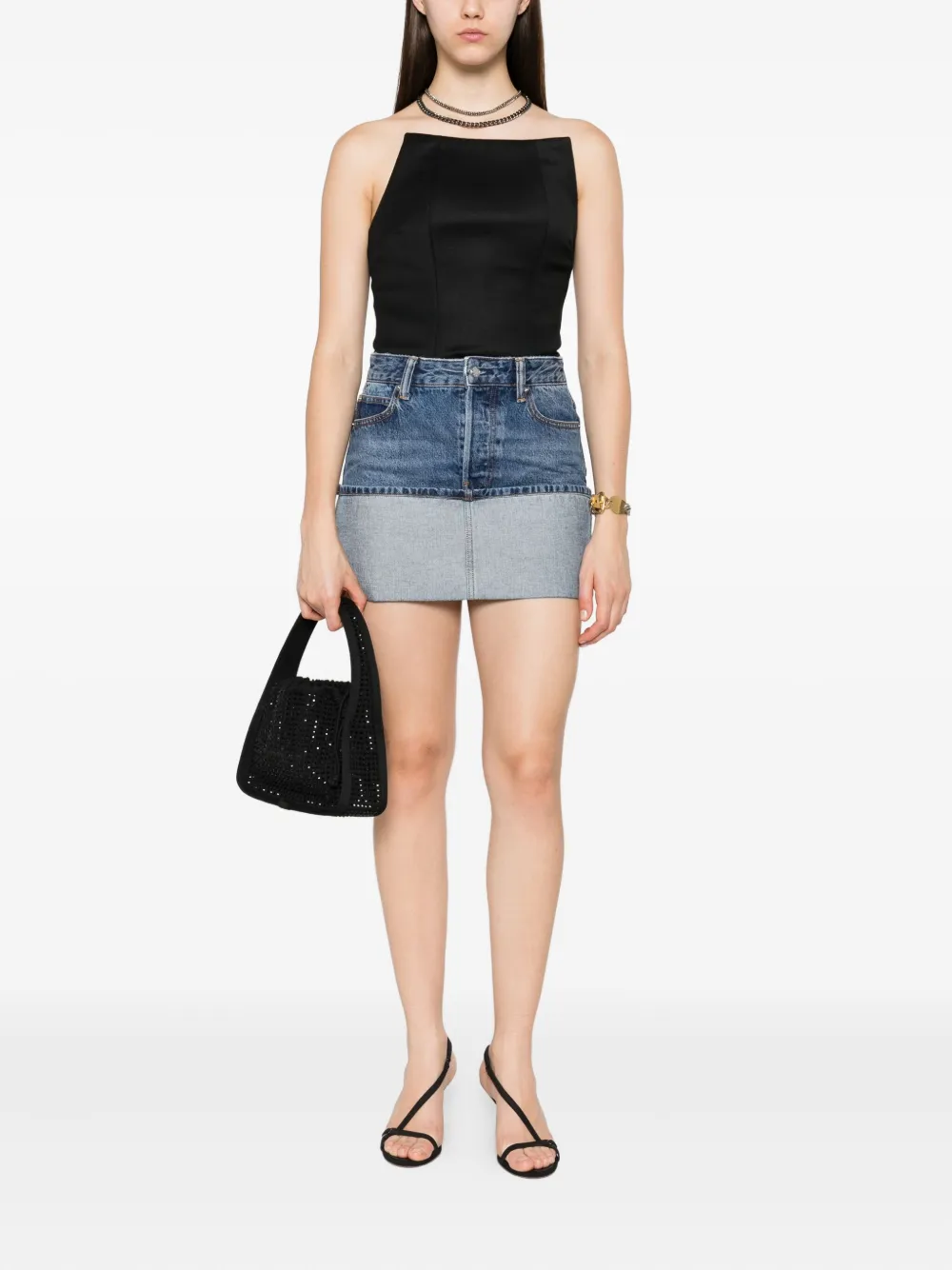 Alexander Wang logo-embroidered denim mini skirt | Fitted Skirts | Image 2