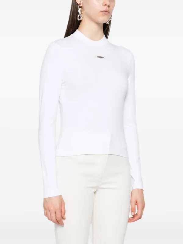 Jacquemus logo-patch long-sleeve T-shirt | White | FARFETCH
