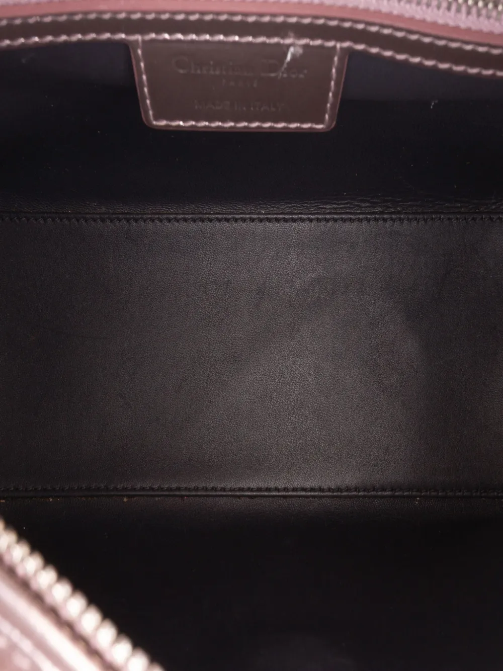 Pre-owned Dior 2016 Medium Metallic Patent Microcannage Lady Satchel In Pink
