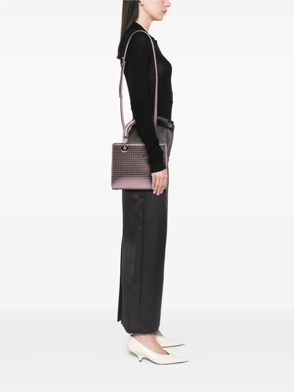 Christian Dior Pre-Owned 2016 Medium Metallic Patent Microcannage Lady Dior satchel | Pre-Owned | Image 2