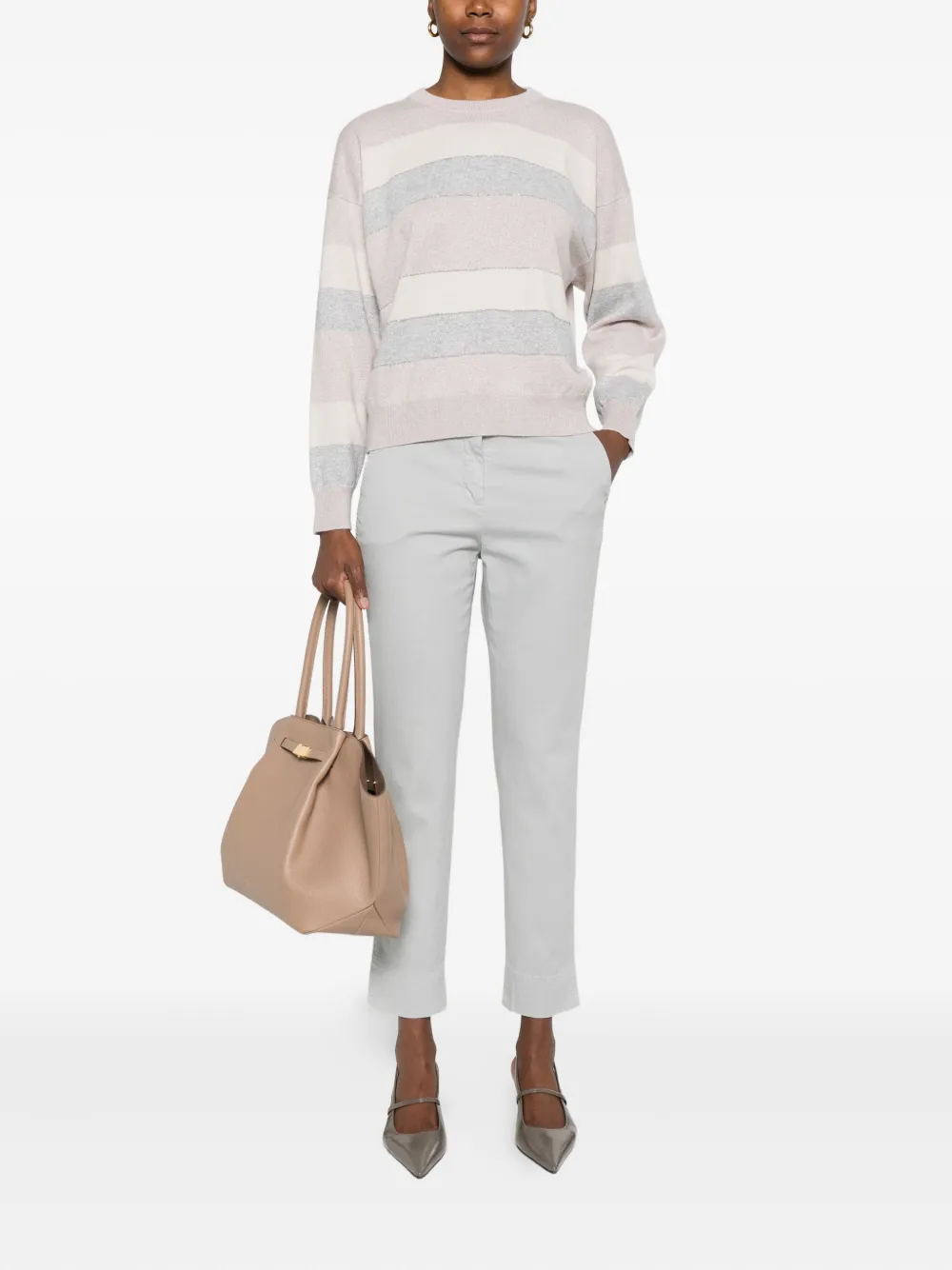 Peserico Gestreepte trui Beige