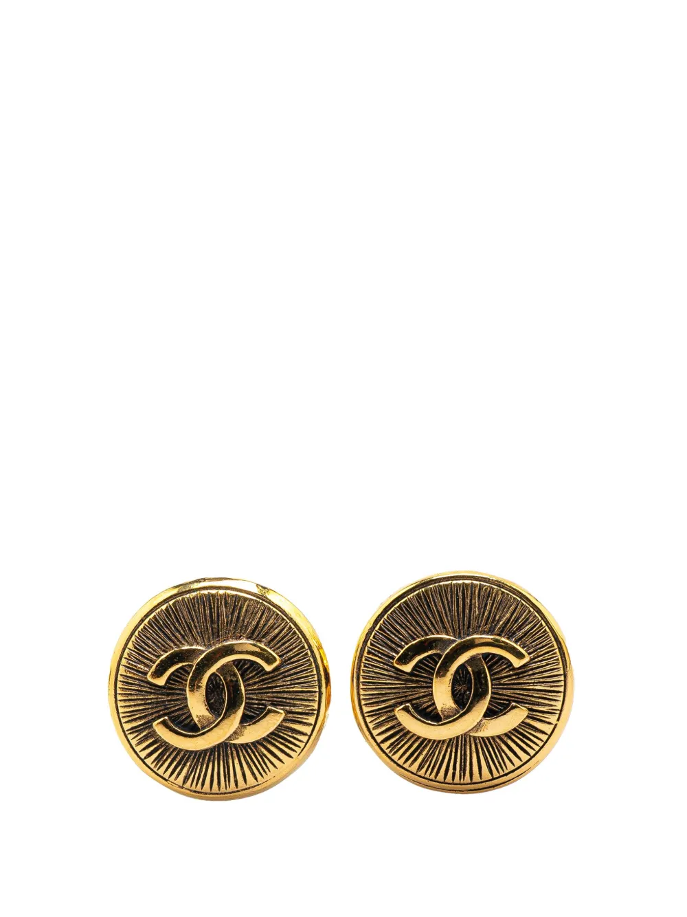 CHANEL Pre-Owned 20th Century ゴールドプレーテッド ココマーク ラウンド クリップオン コスチューム CHANEL Pre-Owned 20th Century ゴールドプレーテッド ココマーク ラウンド クリップオン コスチューム
