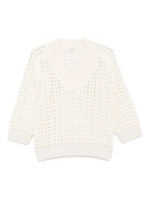 Peserico V-neck open-knit sweater