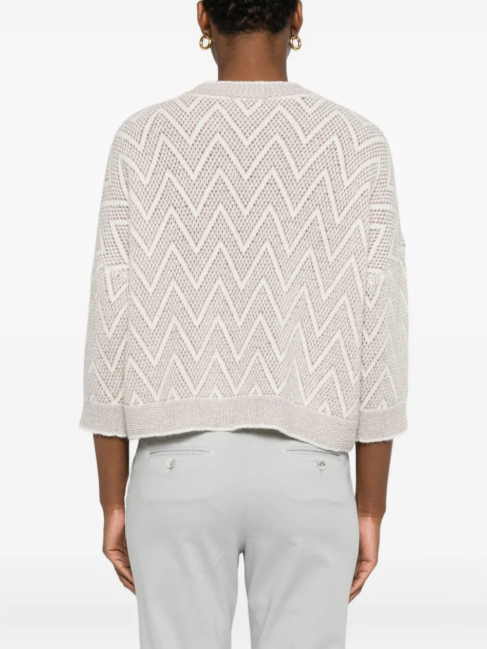 Peserico Trui met zigzagpatroon Beige