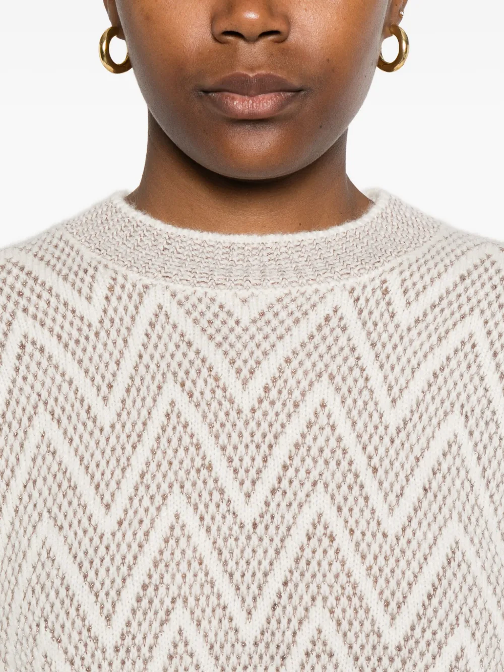 Peserico Trui met zigzagpatroon Beige