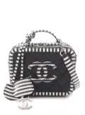 CHANEL Pre-Owned 2019 Small Caviar Striped CC Filigree Case vanity bag - Black