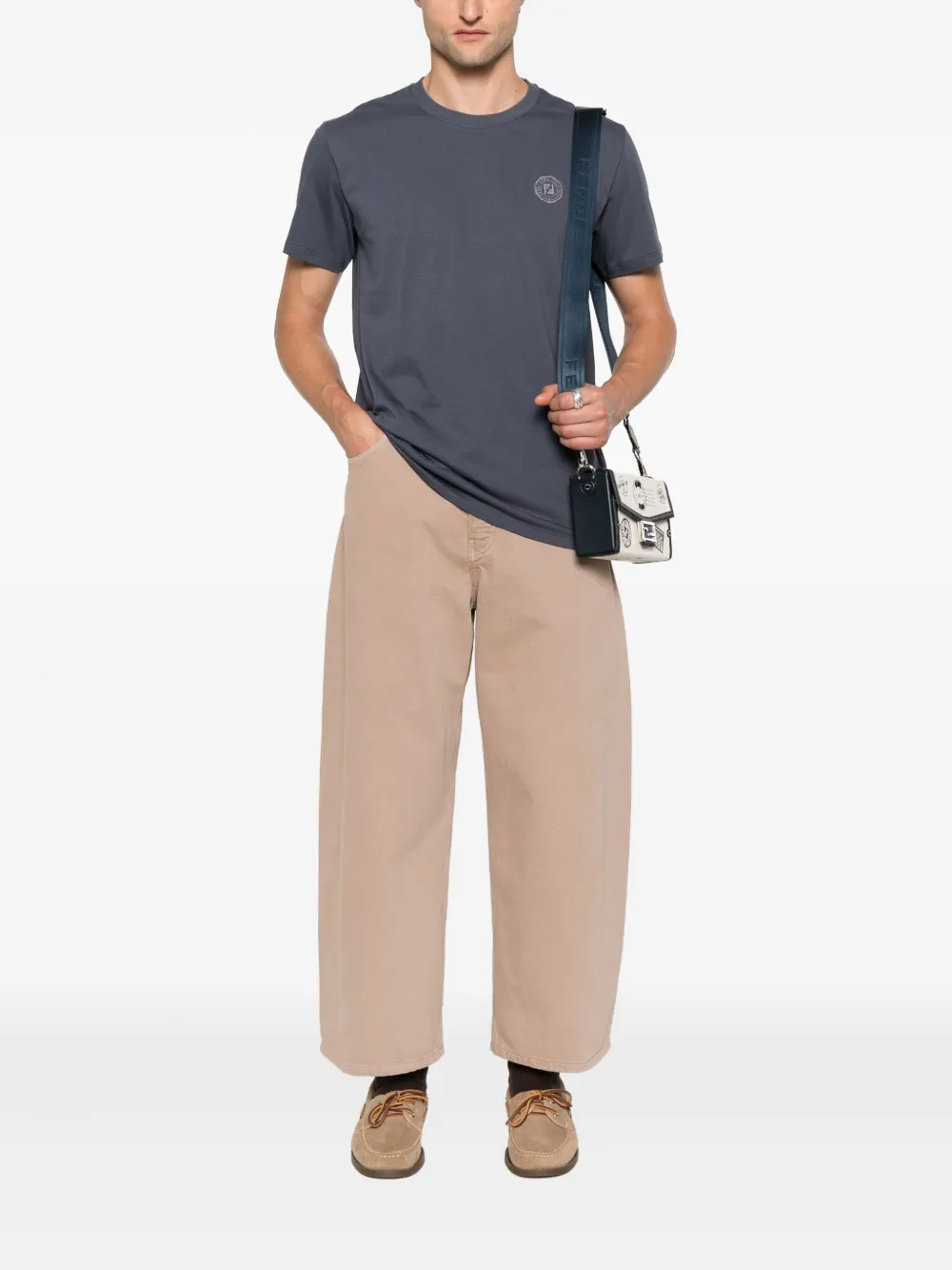 FENDI T-shirt met logodetail - Blauw