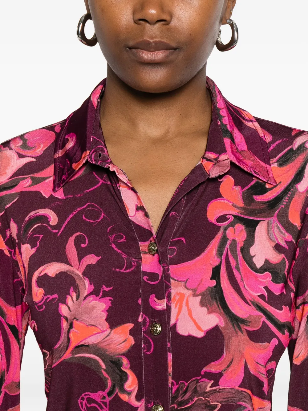 Versace Jeans Couture Porcelain Barocco button-up blouse Rood