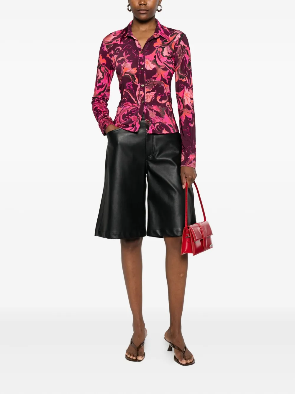 Versace Jeans Couture Porcelain Barocco button-up blouse Rood