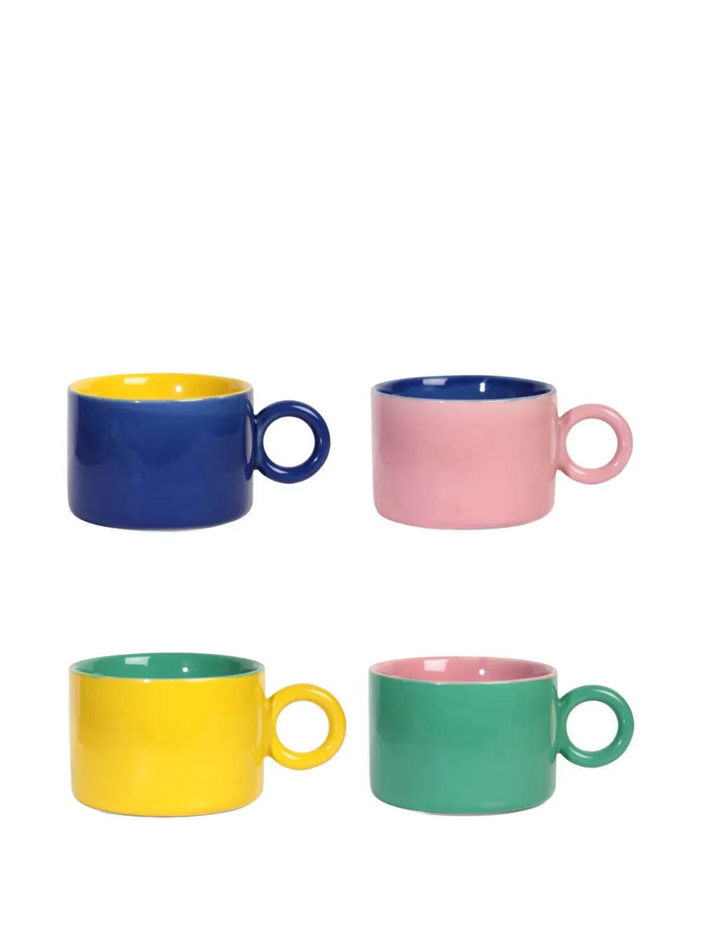 & k Amsterdam Chiquito two-tone mugs (set of four) - ブルー & k Amsterdam Chiquito two-tone mugs (set of four) - ブルー