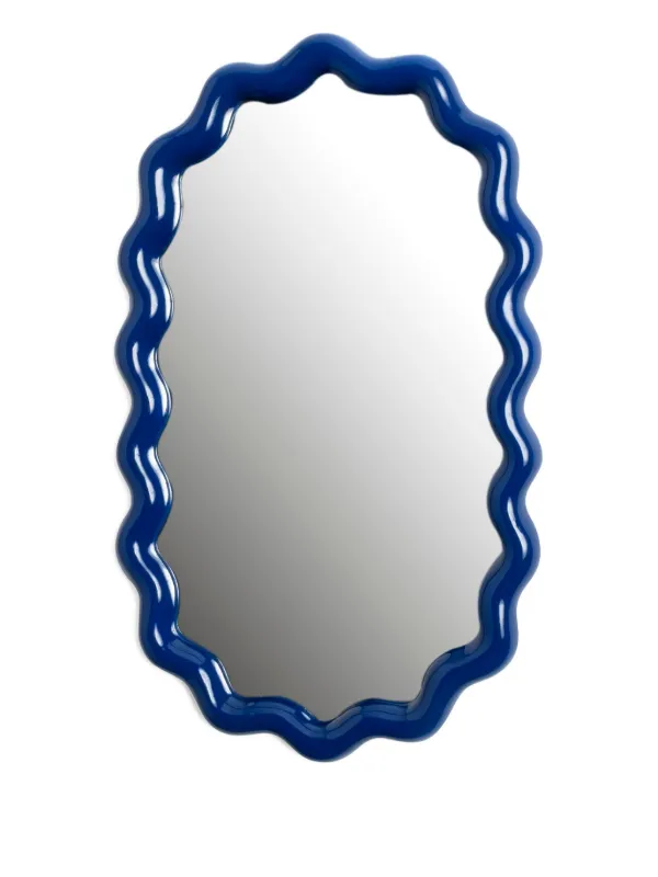 &k Amsterdam ウェーブミラー 40cm x 24cm &k Amsterdam Spiegel Met zigzag-patroon (40 Cm x 24 cm) | Blauw