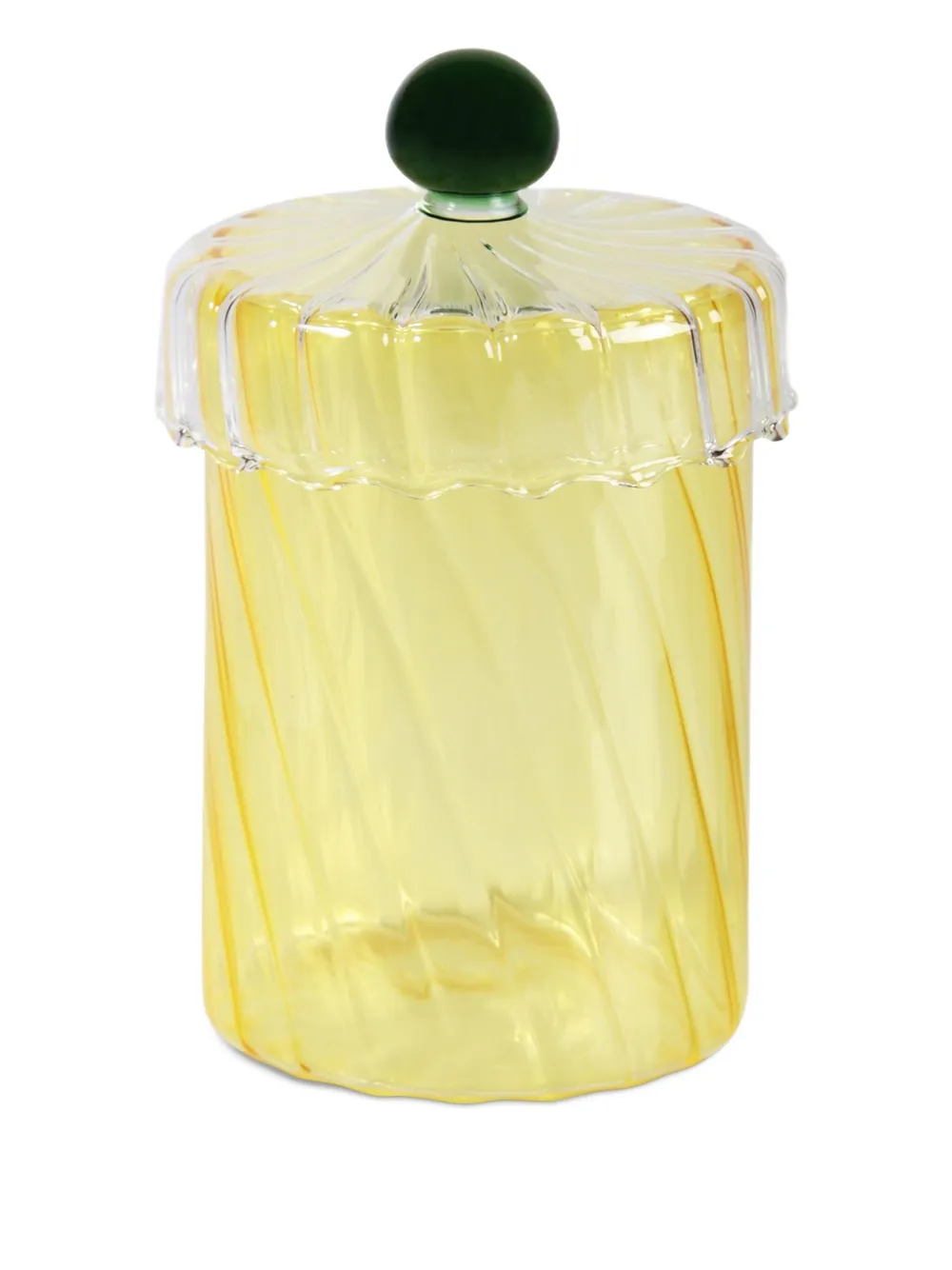 &k Amsterdam Spiral glass jar (9.5cm) | Yellow | Image 1
