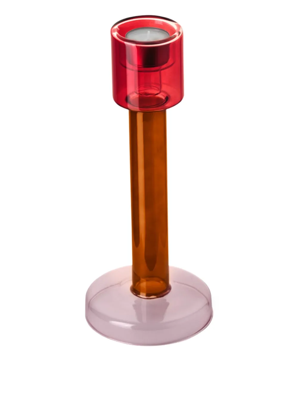 &k Amsterdam Bole glazen cilindervormige kandelaar (28,9 cm x 12 cm) - Rood