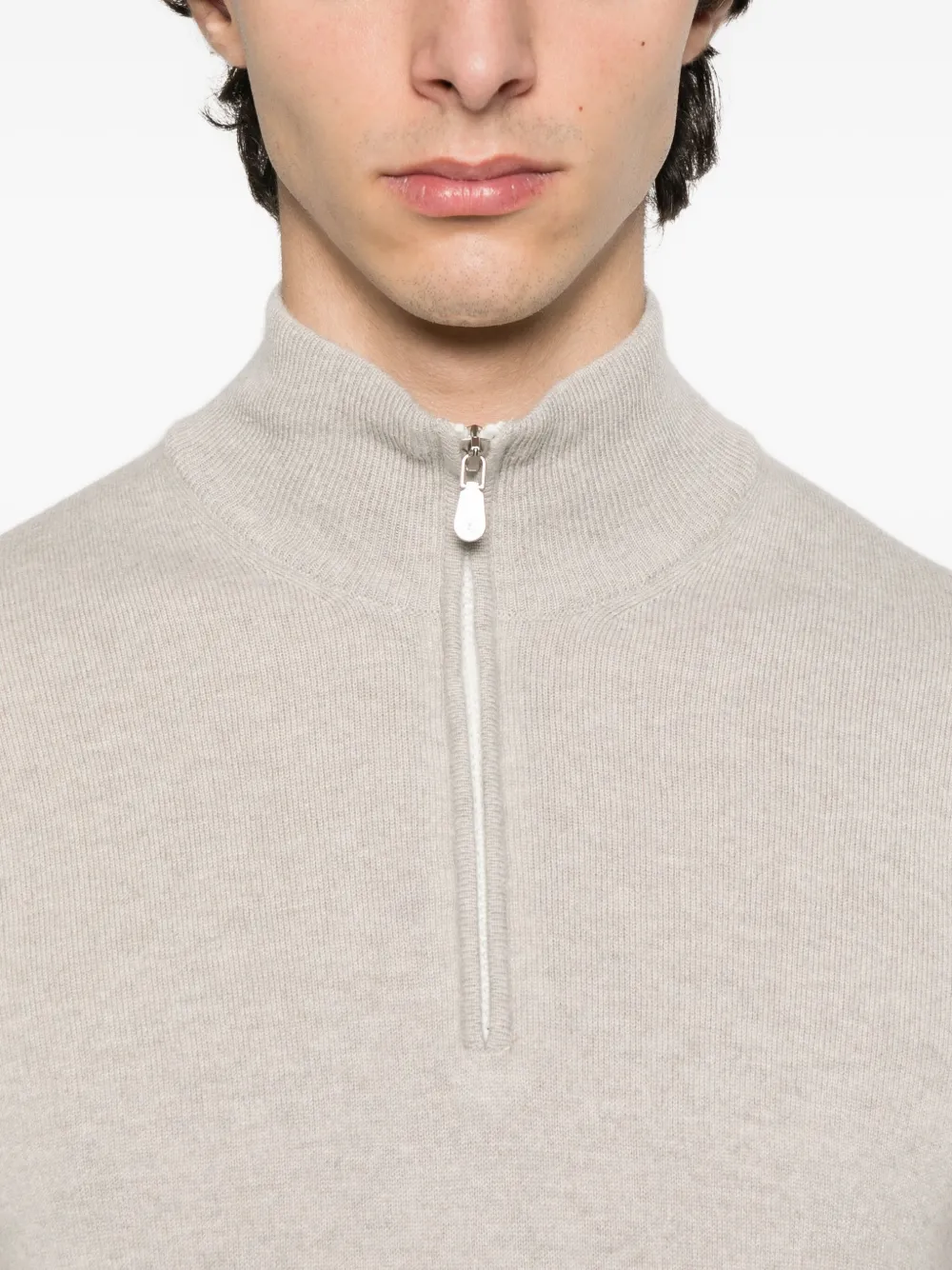 Brunello Cucinelli Trui met rits Beige