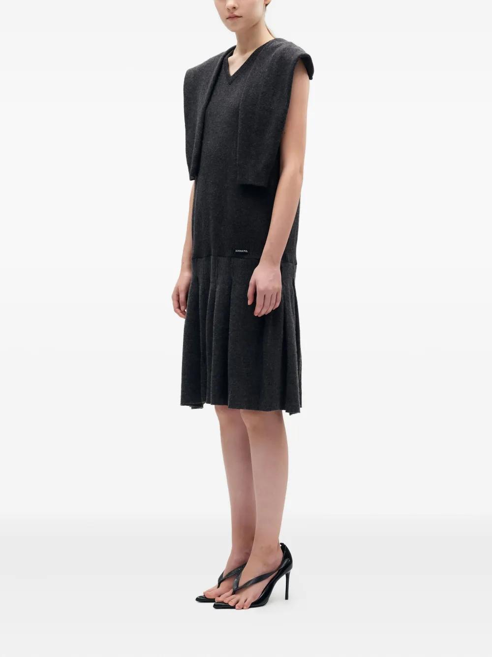 Hodakova Upside Down Pleated Midi Dress In Black