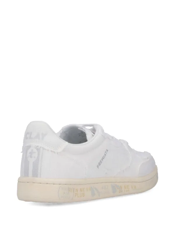 Premiata BSKT Clayd frayed-detail Sneakers | White | FARFETCH