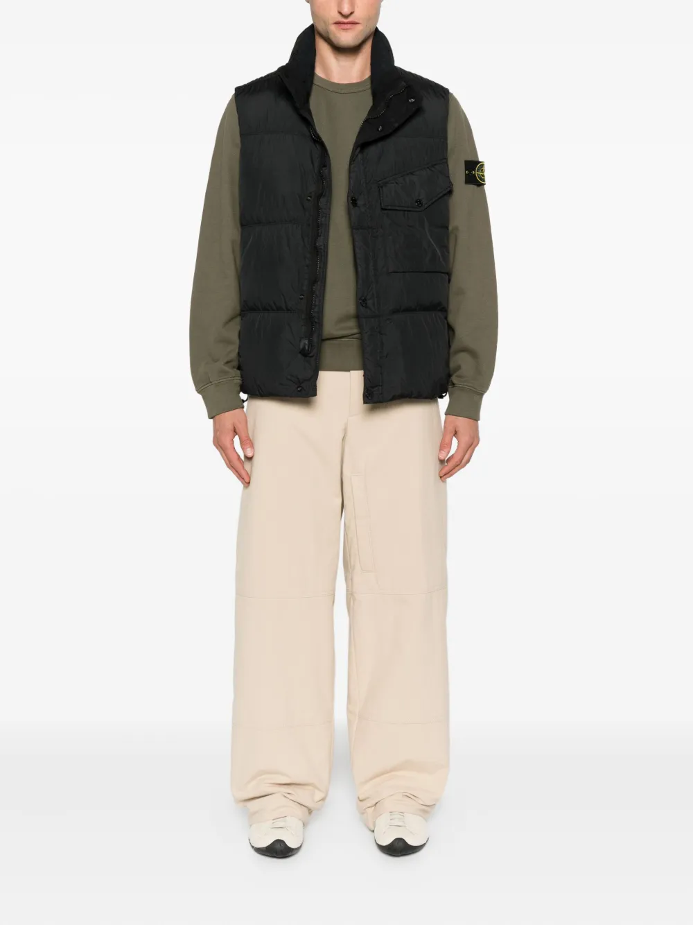Stone Island Bodywarmer met vlakken Zwart