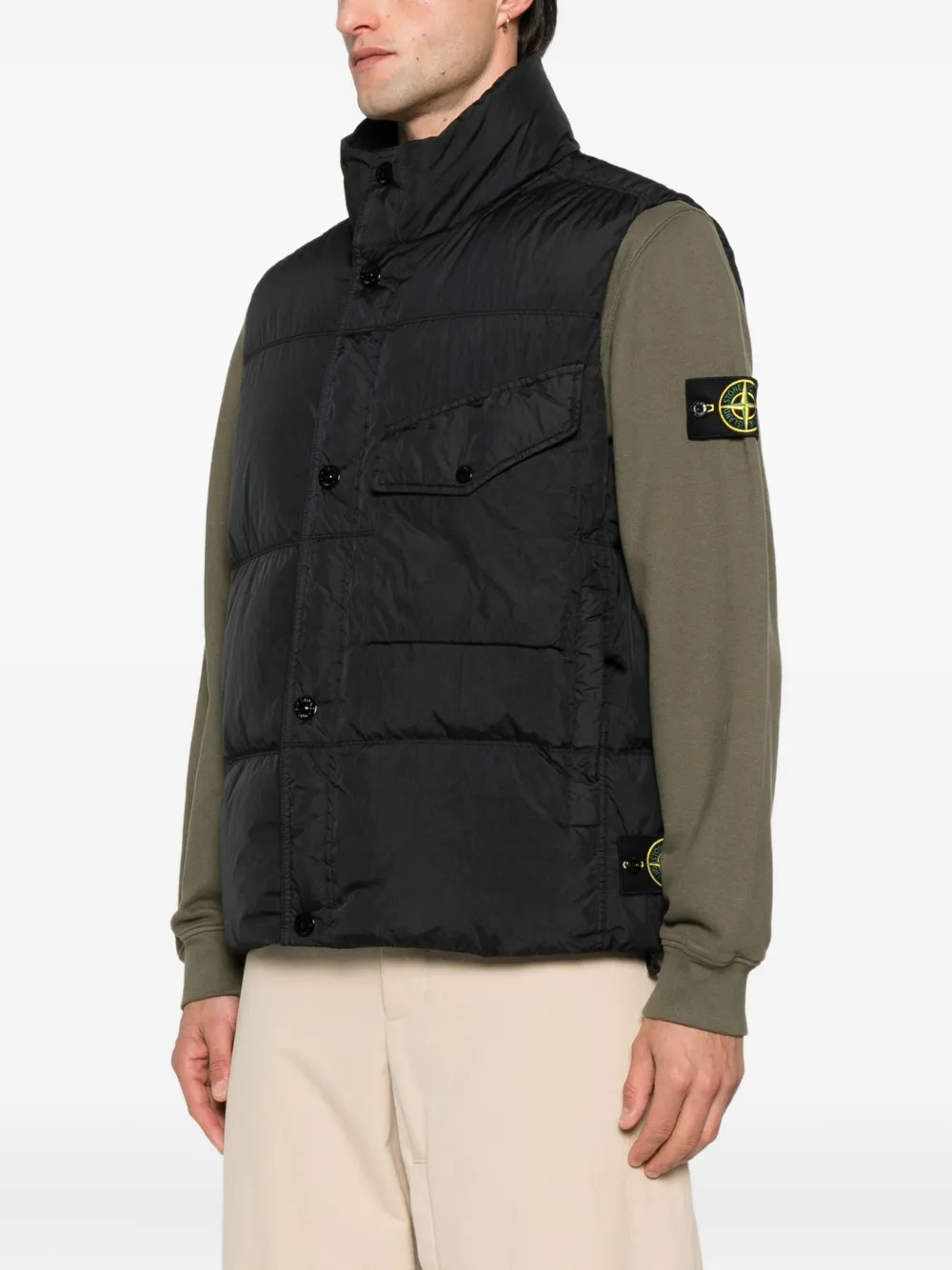 Stone Island Bodywarmer met vlakken Zwart