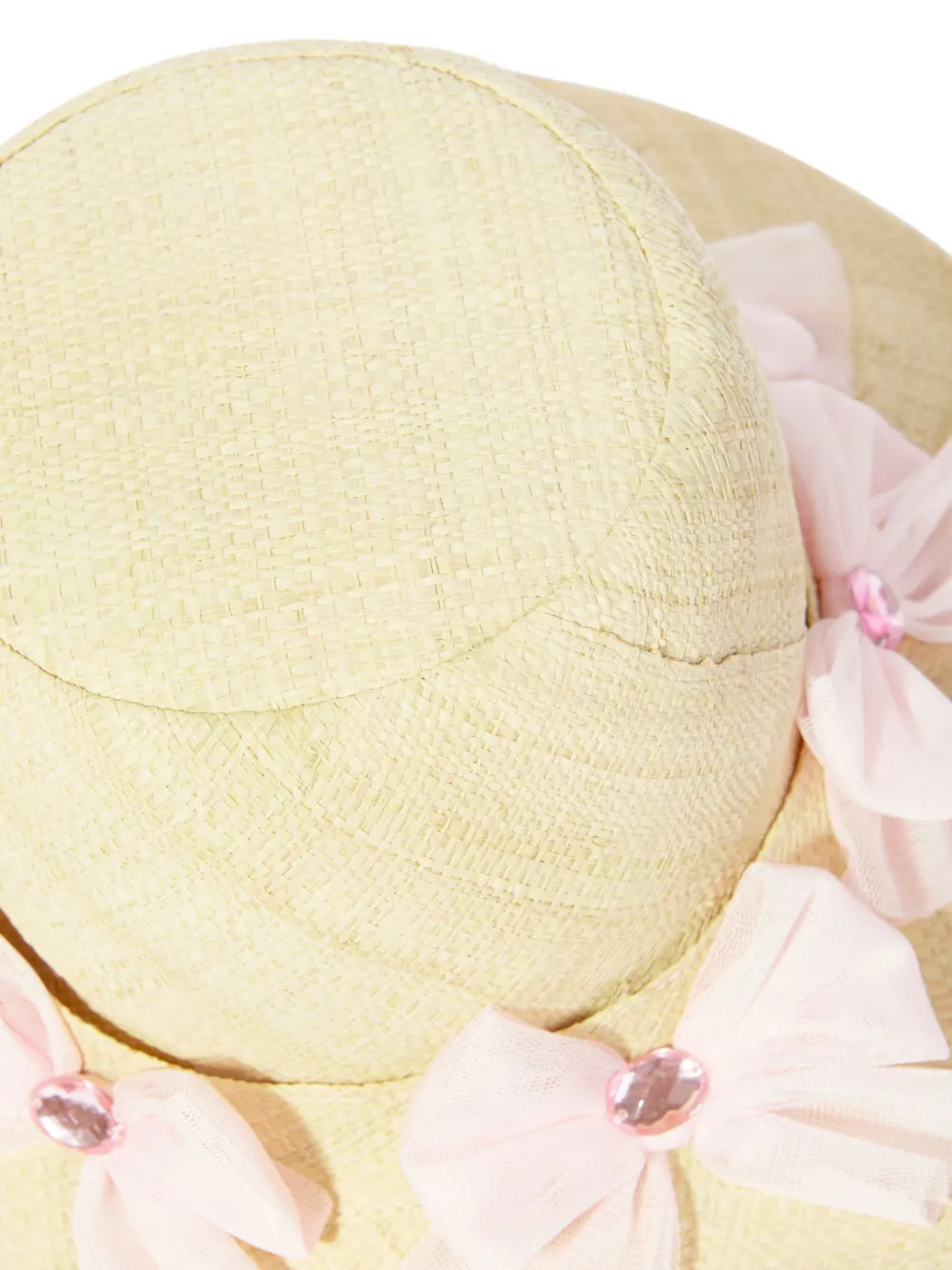 SELINIACTION KIDS Strohoed met tulen strikken Beige
