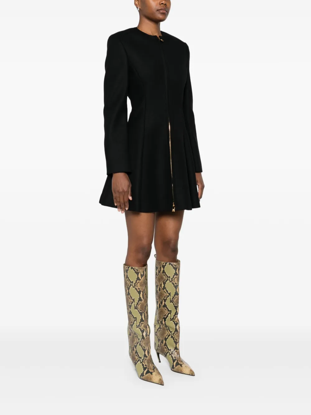 Versace Flared jas met rits Zwart