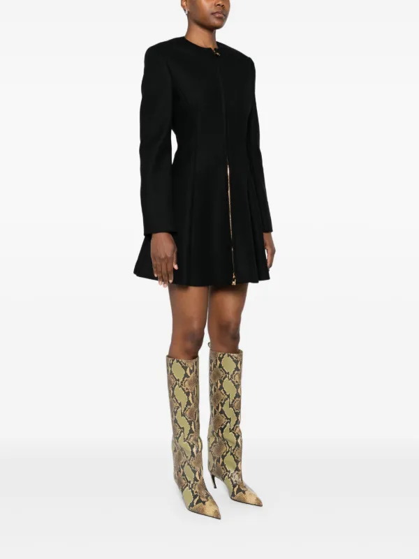 Versace zip-front Flared Coat | Black | FARFETCH