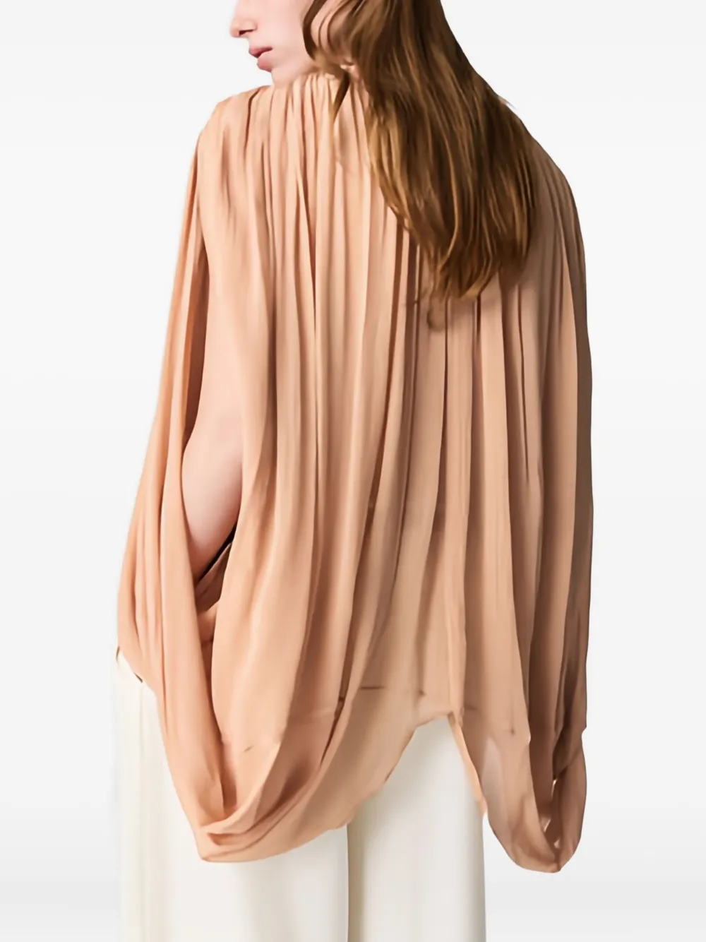 Stella McCartney Geplooide top met capemouwen - Beige