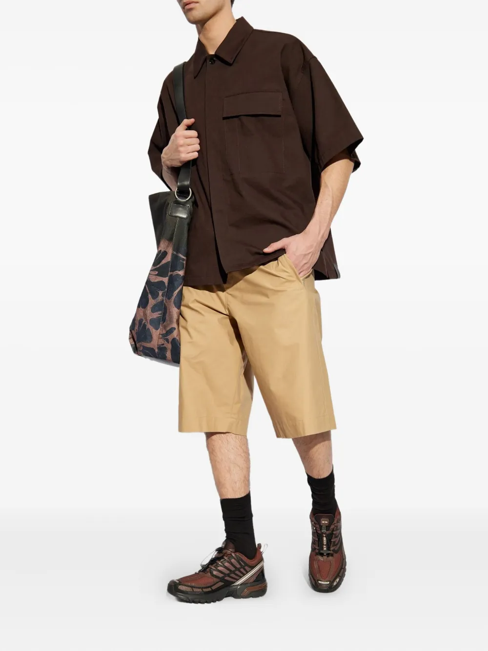 JIL SANDER+ Overhemd met korte mouwen en zak - Bruin
