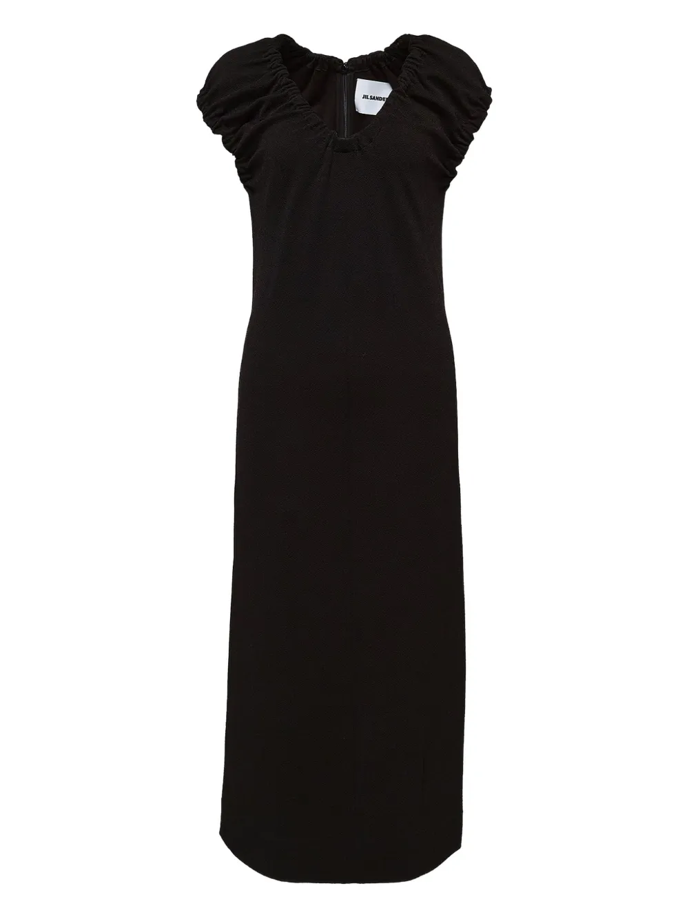 Jil Sander puff-sleeve midi dress Zwart