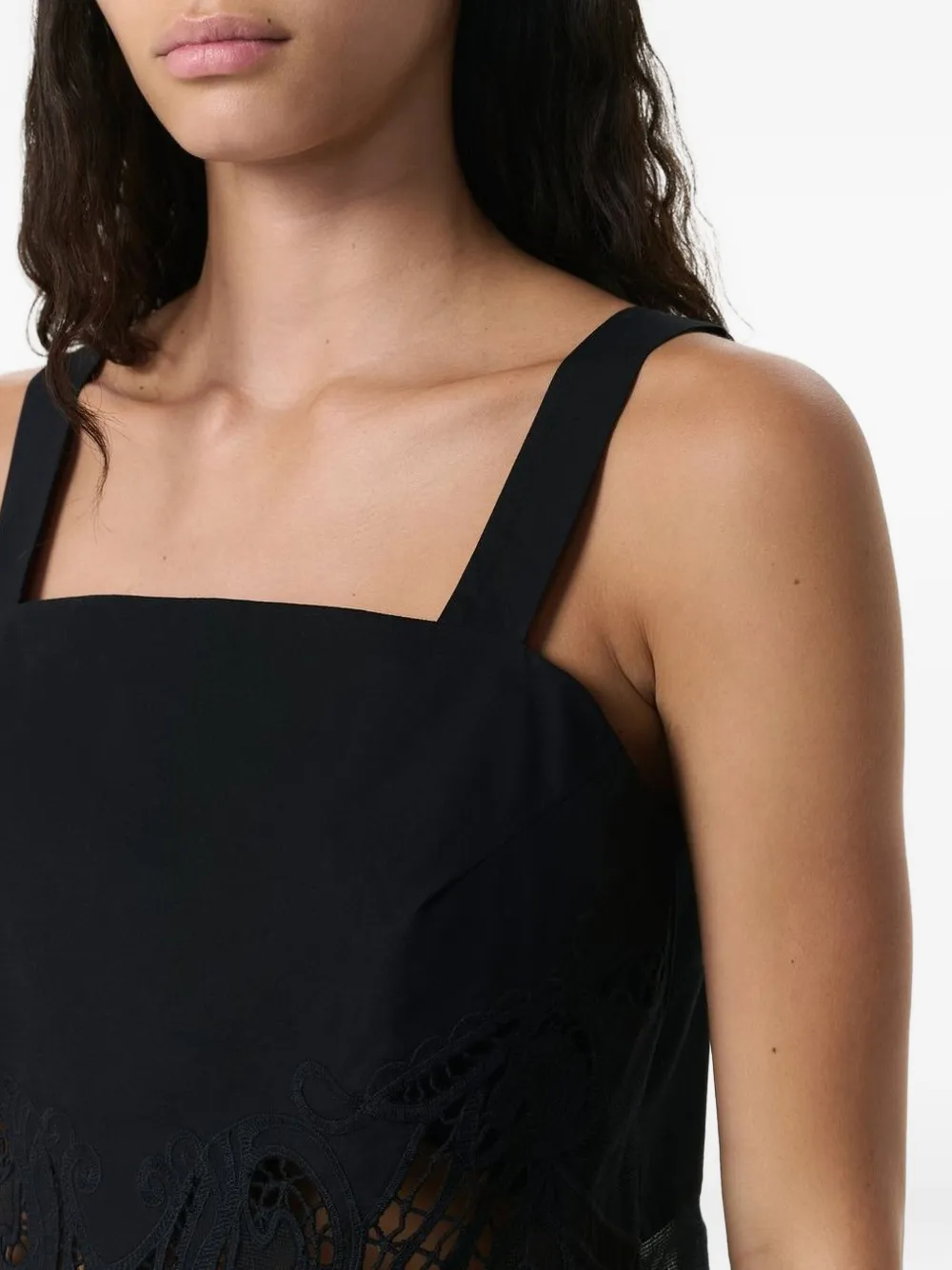 Embroidered Square-Neck Top