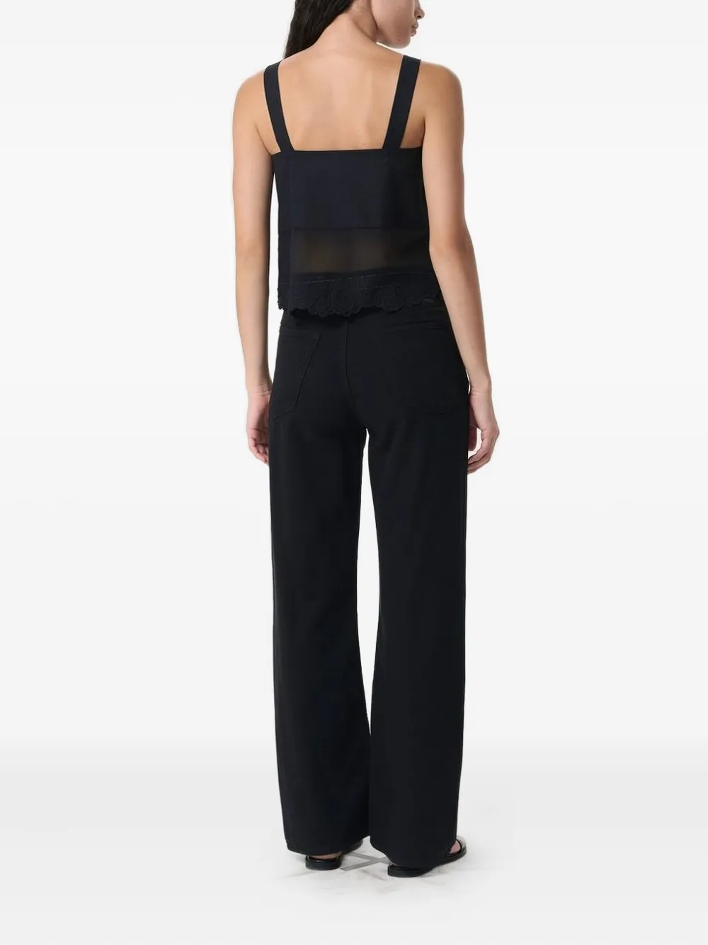 Embroidered Square-Neck Top