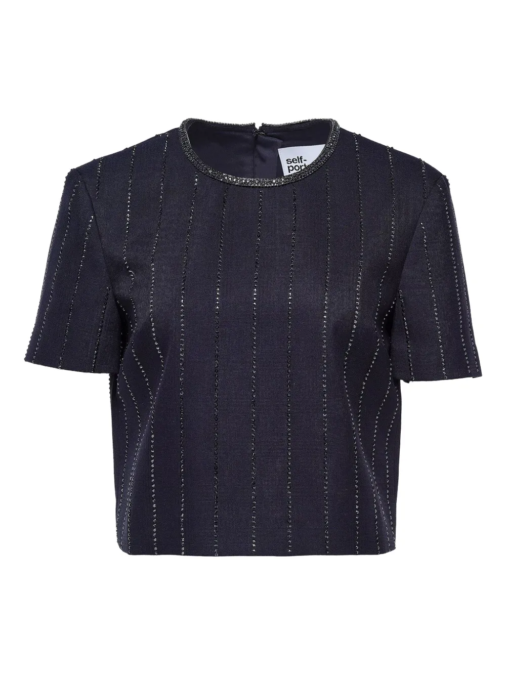 Self-Portrait crystal-embellished pinstripe top | Blue | Image 1