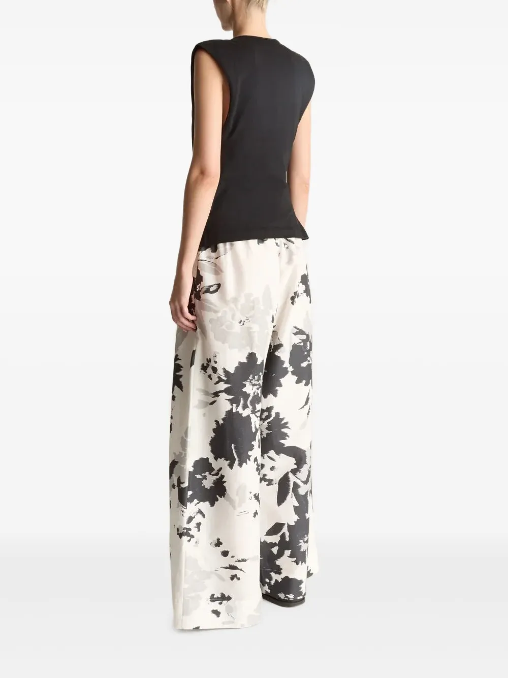 Lee Mathews Broek met bloemenprint - Wit