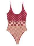 FENDI geometric-print swimsuit - Red