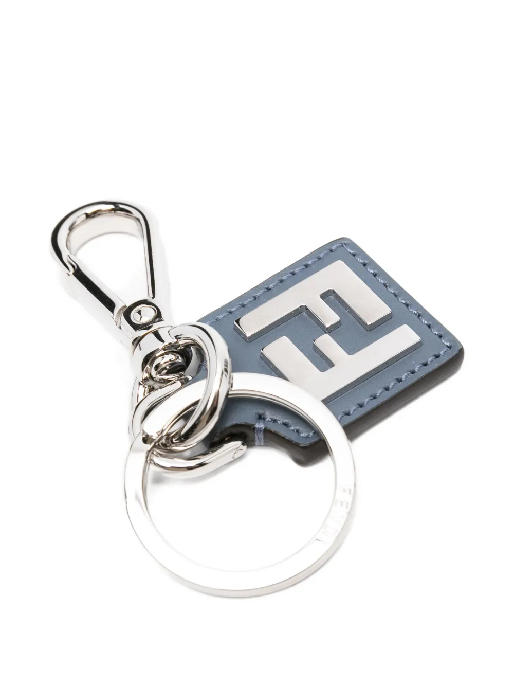 FENDI FF Squared leren sleutelhanger Zilver