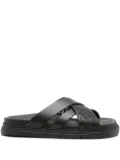 FENDI cross-strap leather slides - Black