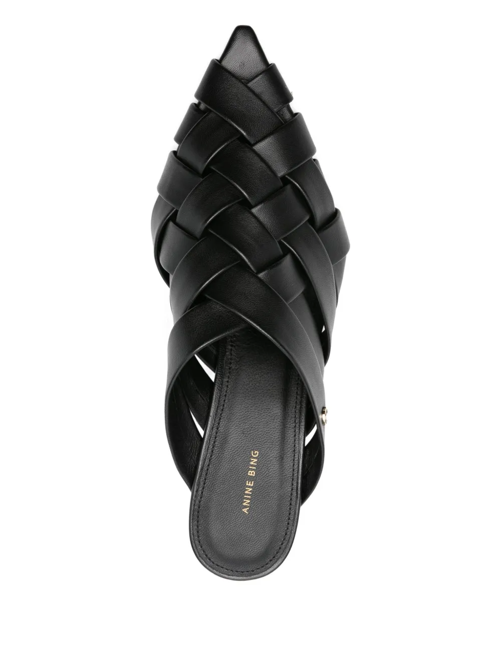ANINE BING 55mm Eve woven leather mules Black