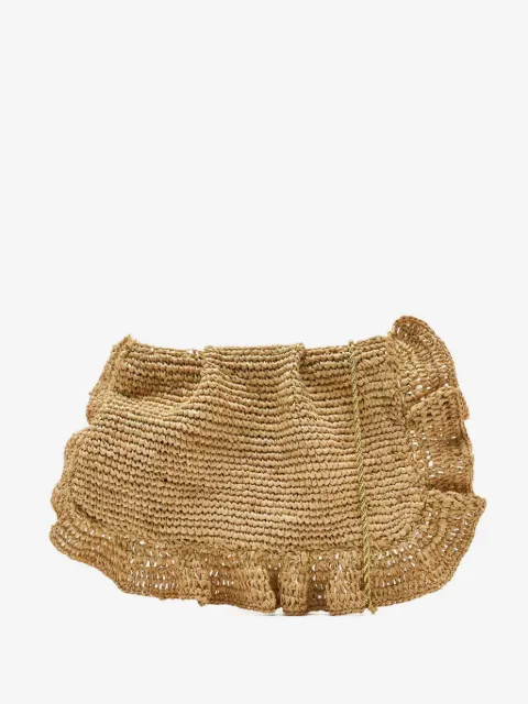 Loeffler Randall Mavis ruffled raffia clutch