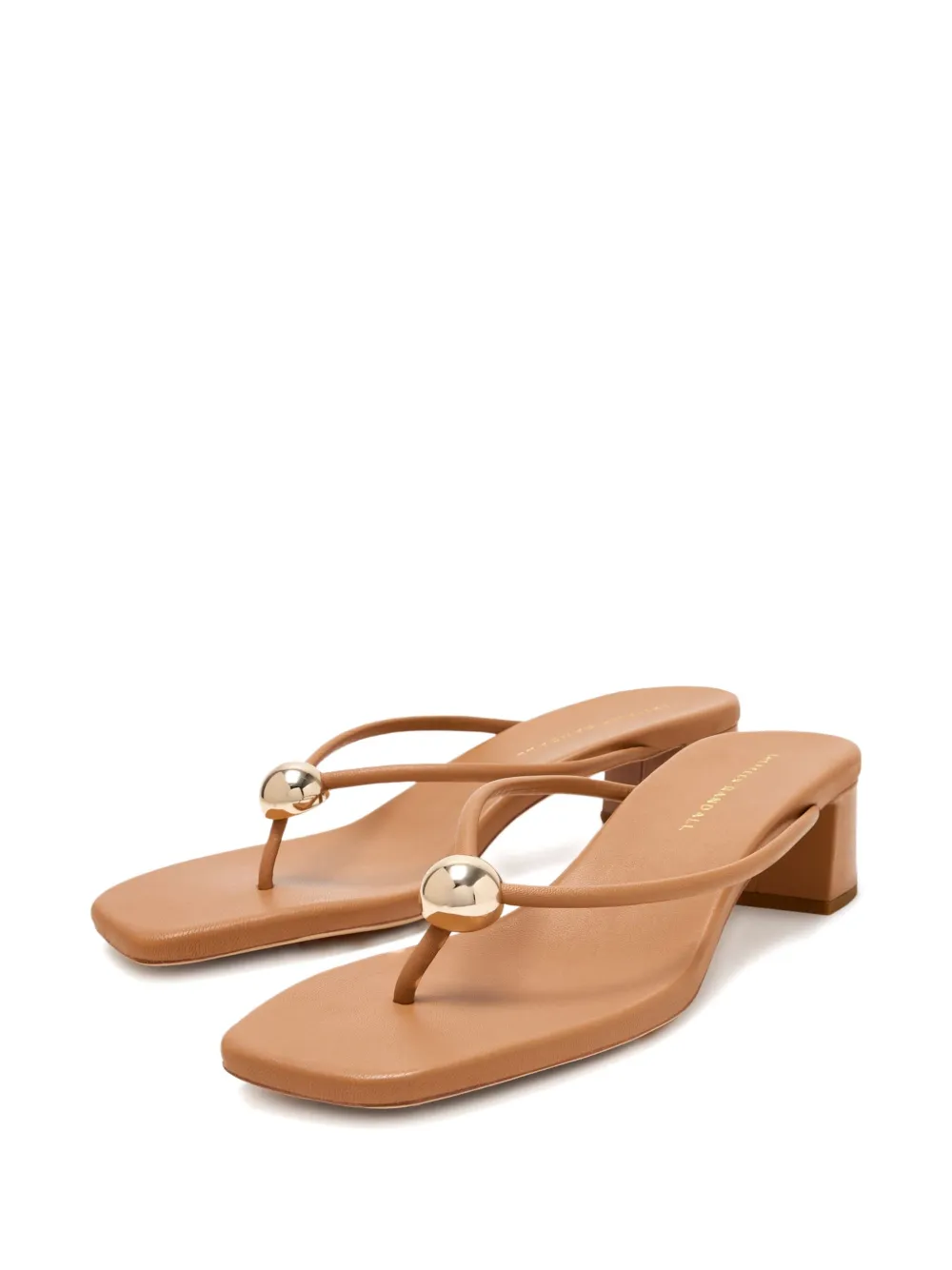 Loeffler Randall 50 mm Odessa verfraaide leren sandalen Bruin