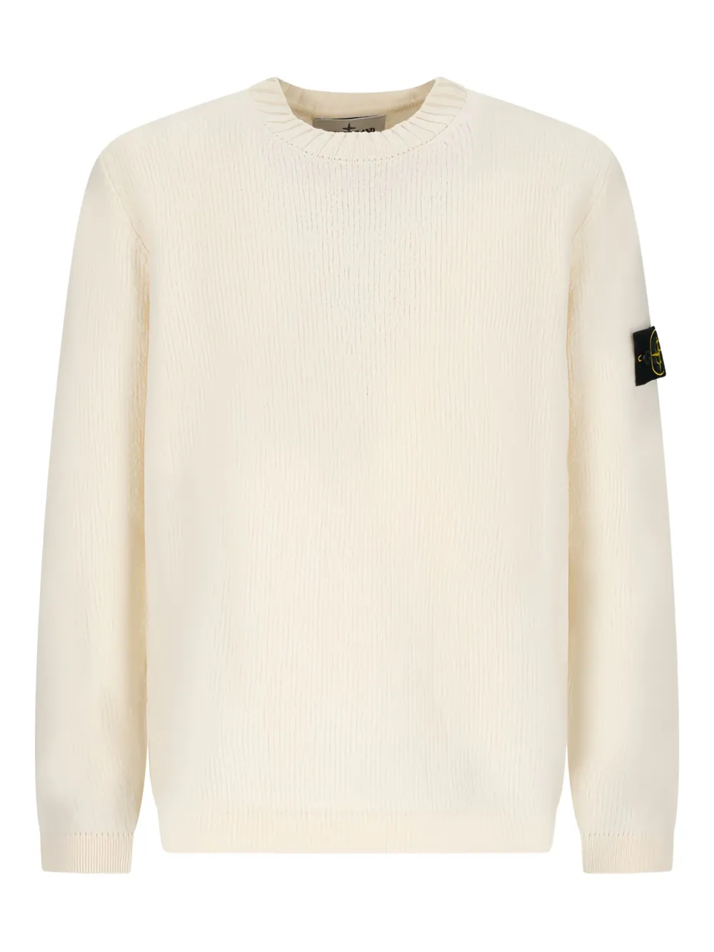Stone Island ribbed crewneck chain-stitch cuff sweater - Toni neutri